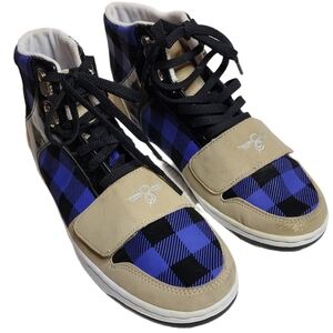 Creative Recreation Cesario Sneaker Tan Purple Black Plaid Size 8 EU 39